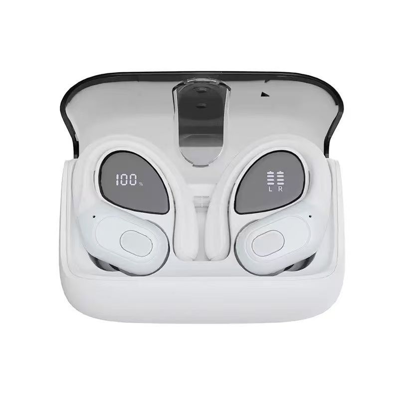 Sports Wireless Earbuds Running Ear-Hooks Pure Bass Earphones Dual LED Display - Rose gold - Size 01