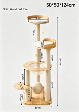 Classic Solid‑Wood Cat Tree