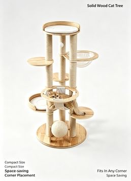 Classic Solid‑Wood Cat Tree