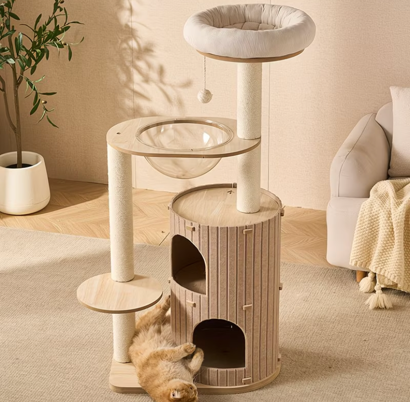 Nordic Gray Felt Cat Tree (Medium)