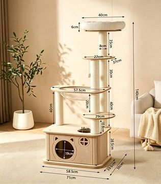 Nordic Gray Felt Cat Tree (Medium)