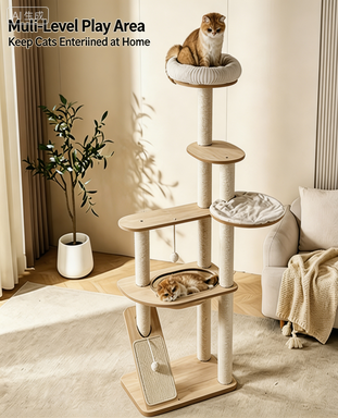 Scandinavian Gray Felt Cat Tree (Large)