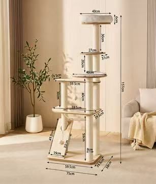 Scandinavian Gray Felt Cat Tree (Large)