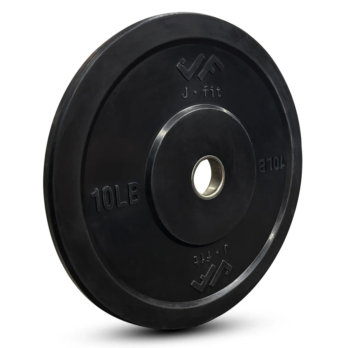 JFIT 10lb (4.5kg) Black Olympic Bumper Plate, 50mm Steel Hole, Solid Rubber