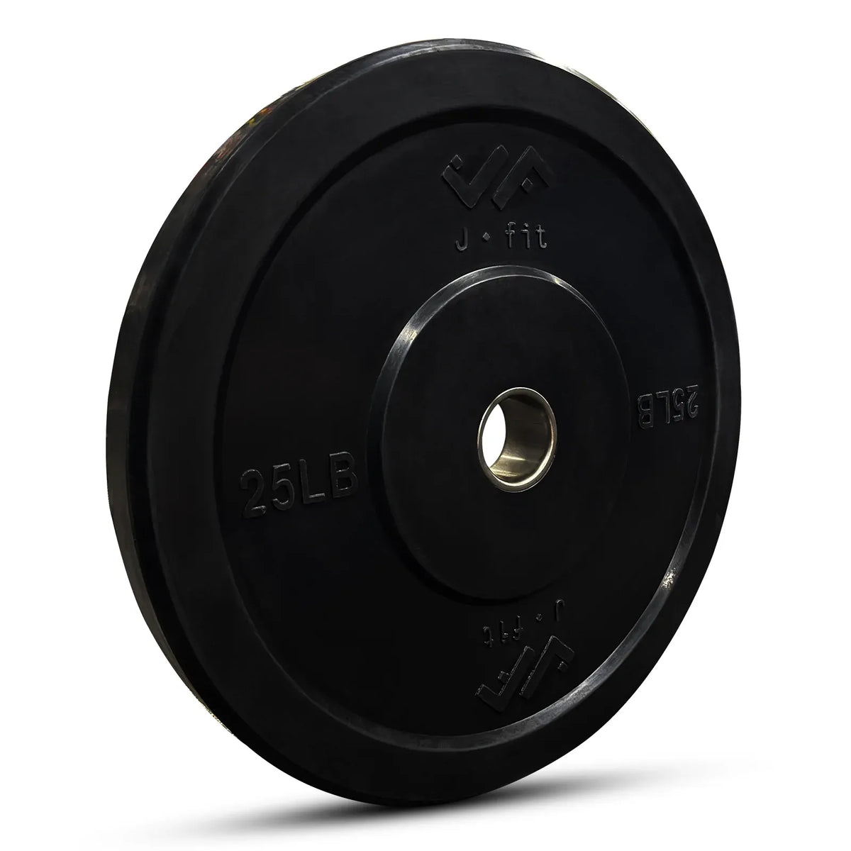 JFIT 25lb (11kg) Black Olympic Bumper Plate, 50mm Steel Hole, Solid Rubber