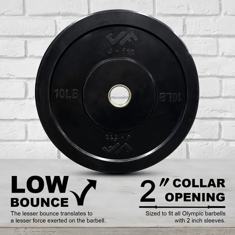 JFIT Black Olympic Bumper Plate 10LB 25LB 35LB 45LB — 45LB/20KG