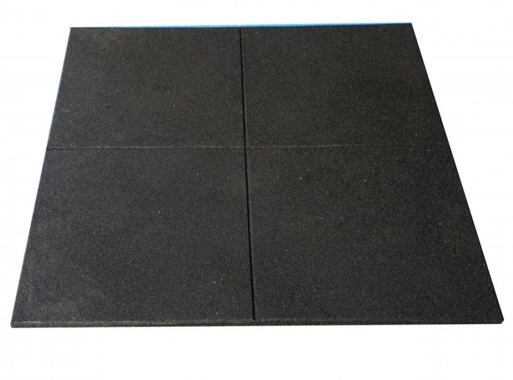 Black Rubber Gym Floor Mat 1m x 1m x 15mm Tile Slip Resistant Home Gym Flooring
