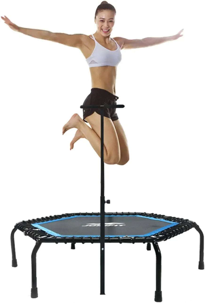 JOINFIT Foldable Mini Trampoline Rebounder with Adjustable Bar, Bungee Ropes