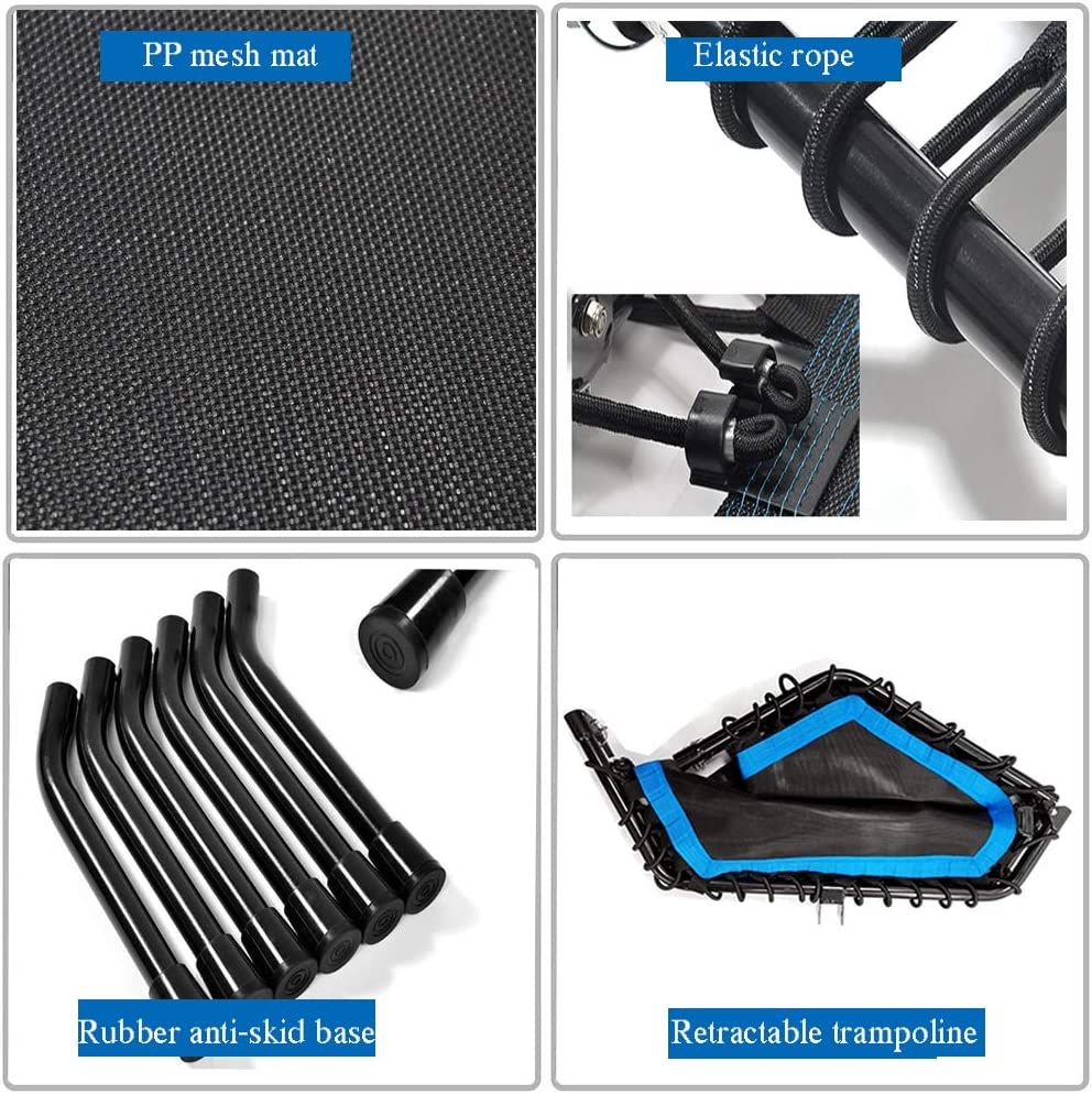 JOINFIT Foldable Mini Trampoline Rebounder with Adjustable Bar, Bungee Ropes