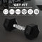 20lb (9kg) Rubber Coated Hex Dumbbell Pair, Cast Iron, Chrome Non-Slip Handle