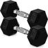 20lb (9kg) Rubber Coated Hex Dumbbell Pair, Cast Iron, Chrome Non-Slip Handle