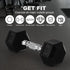 35lb (16kg) Rubber Coated Hex Dumbbell Pair, Cast Iron, Chrome Non-Slip Handle