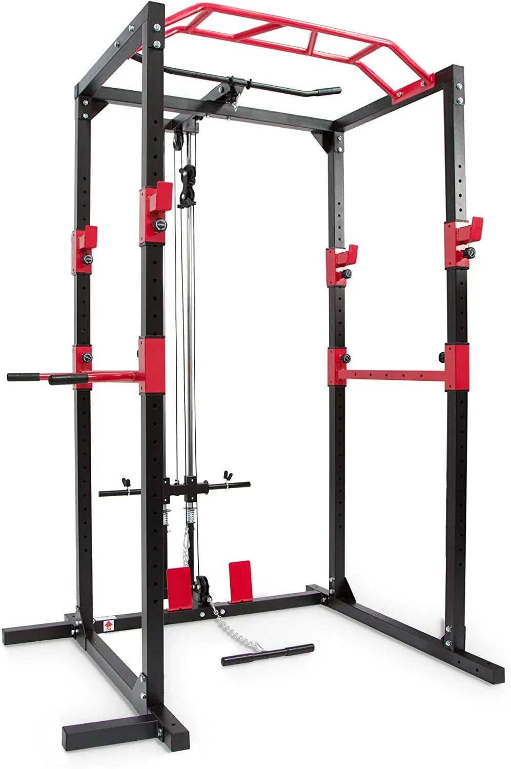 Power Cage Multifunction Rack with Lat Pulldown, Low Row, Pull-Up Bar & J-Hooks