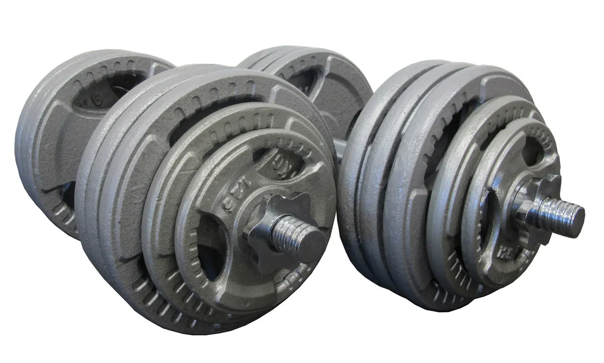 80kg Adjustable Dumbbell Set, Hammertone EZY Grip Plates, Spin-Lock Handles
