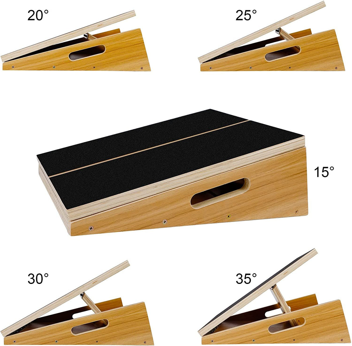 Wooden Slant Board Adjustable Incline Calf Stretcher, 5 Angles, 204kg Capacity