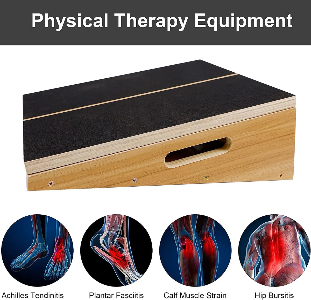 Wooden Slant Board Adjustable Incline Calf Stretcher, 5 Angles, 204kg Capacity