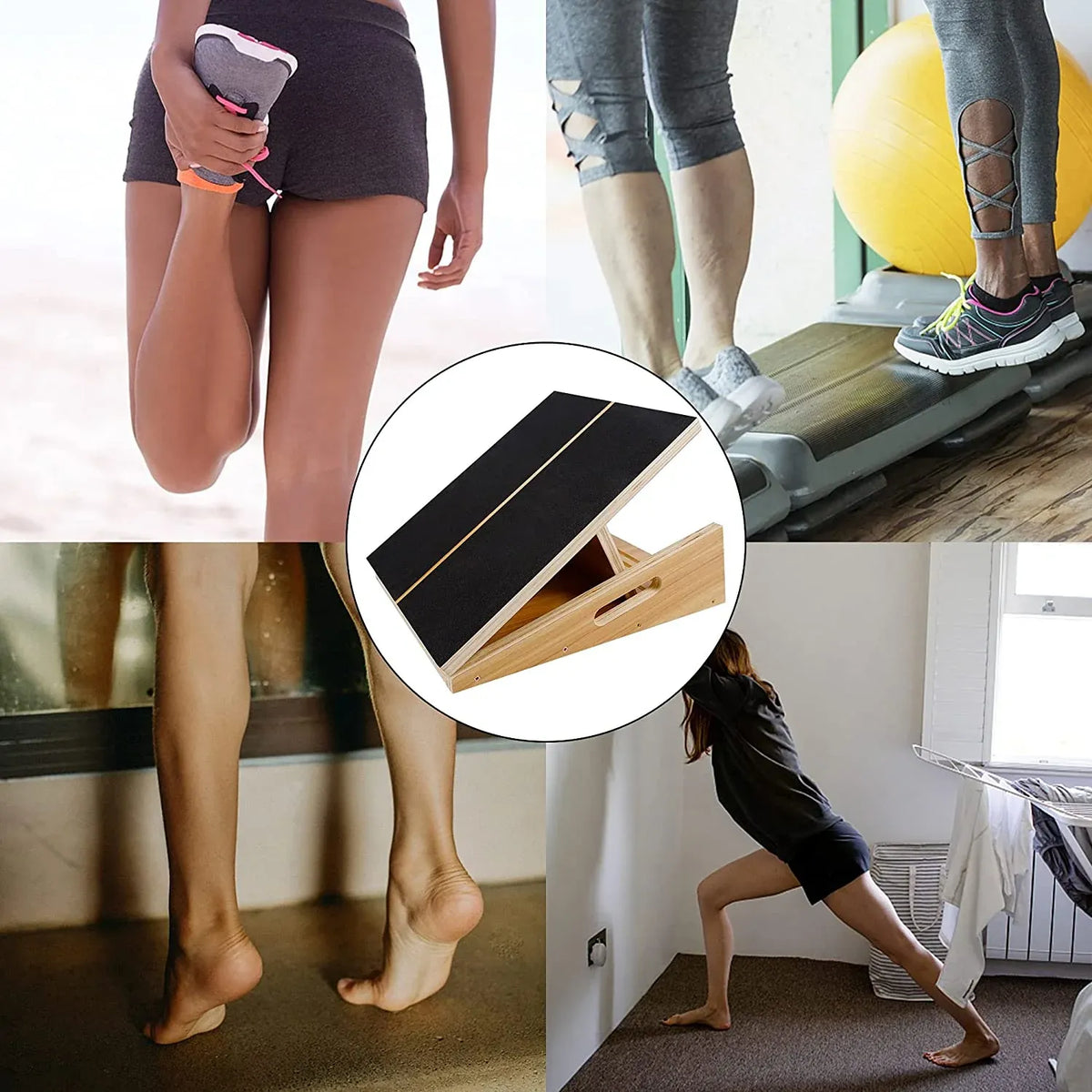 Wooden Slant Board Adjustable Incline Calf Stretcher, 5 Angles, 204kg Capacity