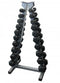 1-10kg Rubber Hex Dumbbell Set, 10 Pairs 110kg with Triangle Rack, Anti-Roll