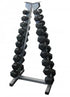 1-10kg Rubber Hex Dumbbell Set, 10 Pairs 110kg with Triangle Rack, Anti-Roll