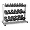 1-25kg Rubber Hex Dumbbell Set With 3-Tier Rack