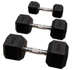 Pair of 7.5kg Rubber Hex Dumbbells