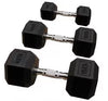 Pair of 50kg Rubber Hex Dumbbells