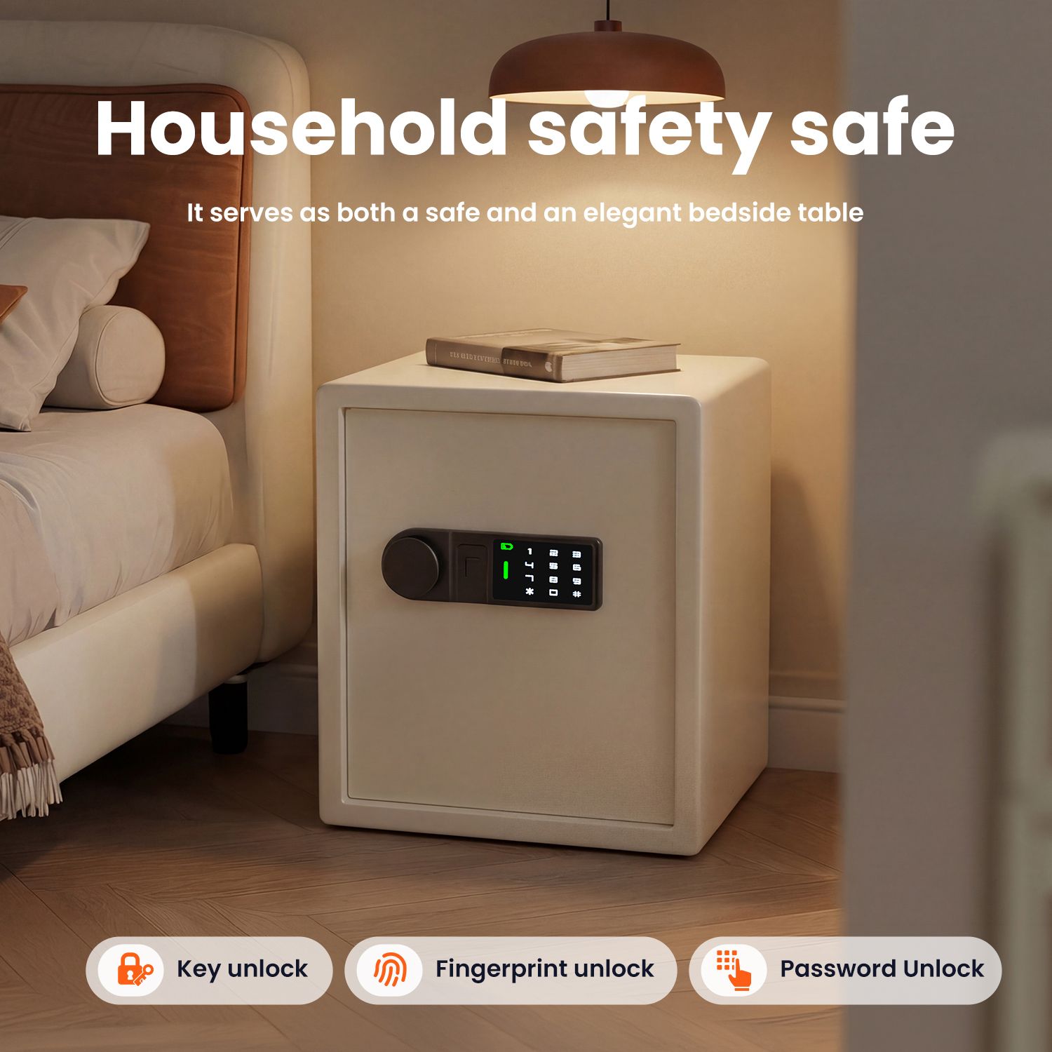 Wendlon White Touch Screen Safe Boxwith Electronic password, Backlit Keypad, LED Light, Anti-Rust & Anti-Theft, Home/Office, 1.69 Cubic Feet,33×35×42 cm