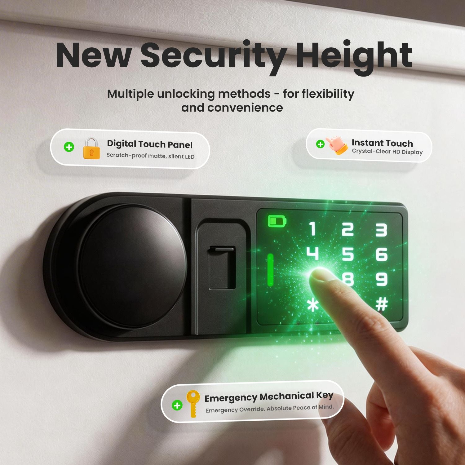 Wendlon White Touch Screen Safe Boxwith Electronic password, Backlit Keypad, LED Light, Anti-Rust & Anti-Theft, Home/Office, 1.69 Cubic Feet,33×35×42 cm