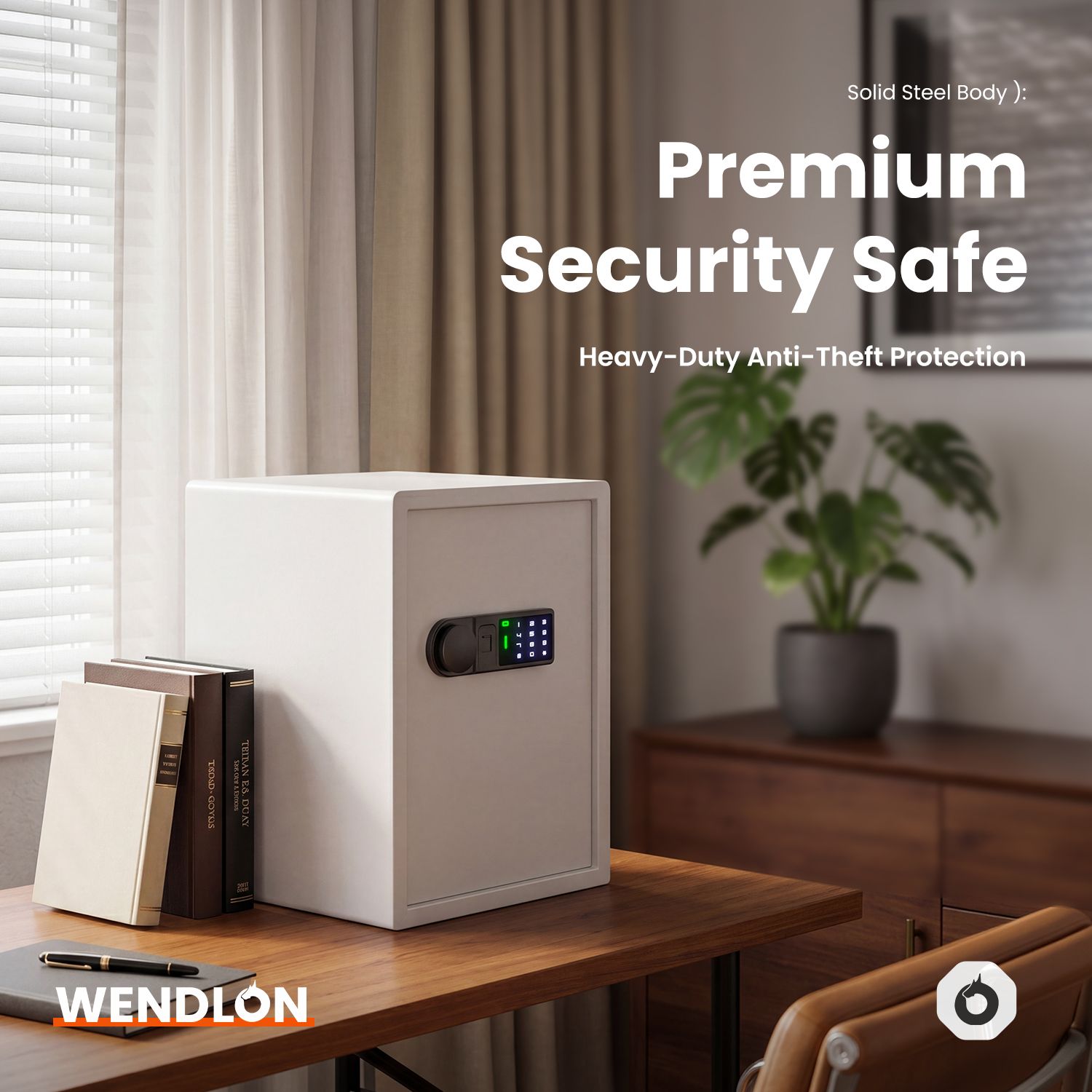 Wendlon White Touch Screen Safe Box with Electronic password, Backlit Keypad, LED Light, Anti-Rust & Anti-Theft, Home/Office, 2.04 Cubic Feet,33×35×50 cm