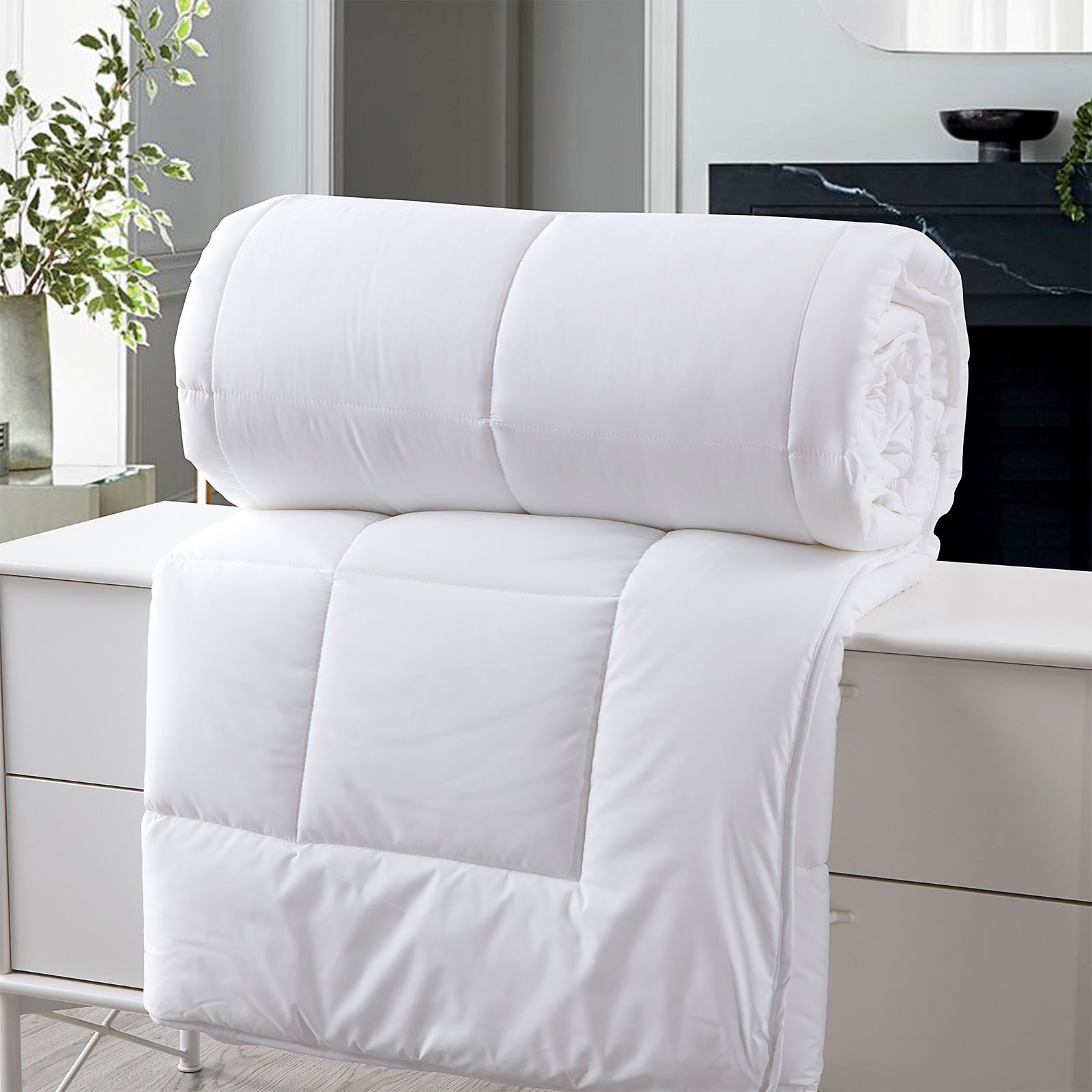Royal Comfort 260GSM Deluxe Eco-Silk Touch Quilt 100% Cotton Cover - Single - White