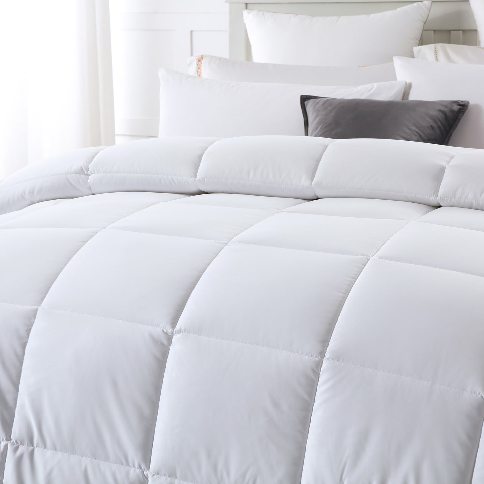 Royal Comfort 260GSM Deluxe Eco-Silk Touch Quilt 100% Cotton Cover - Single - White