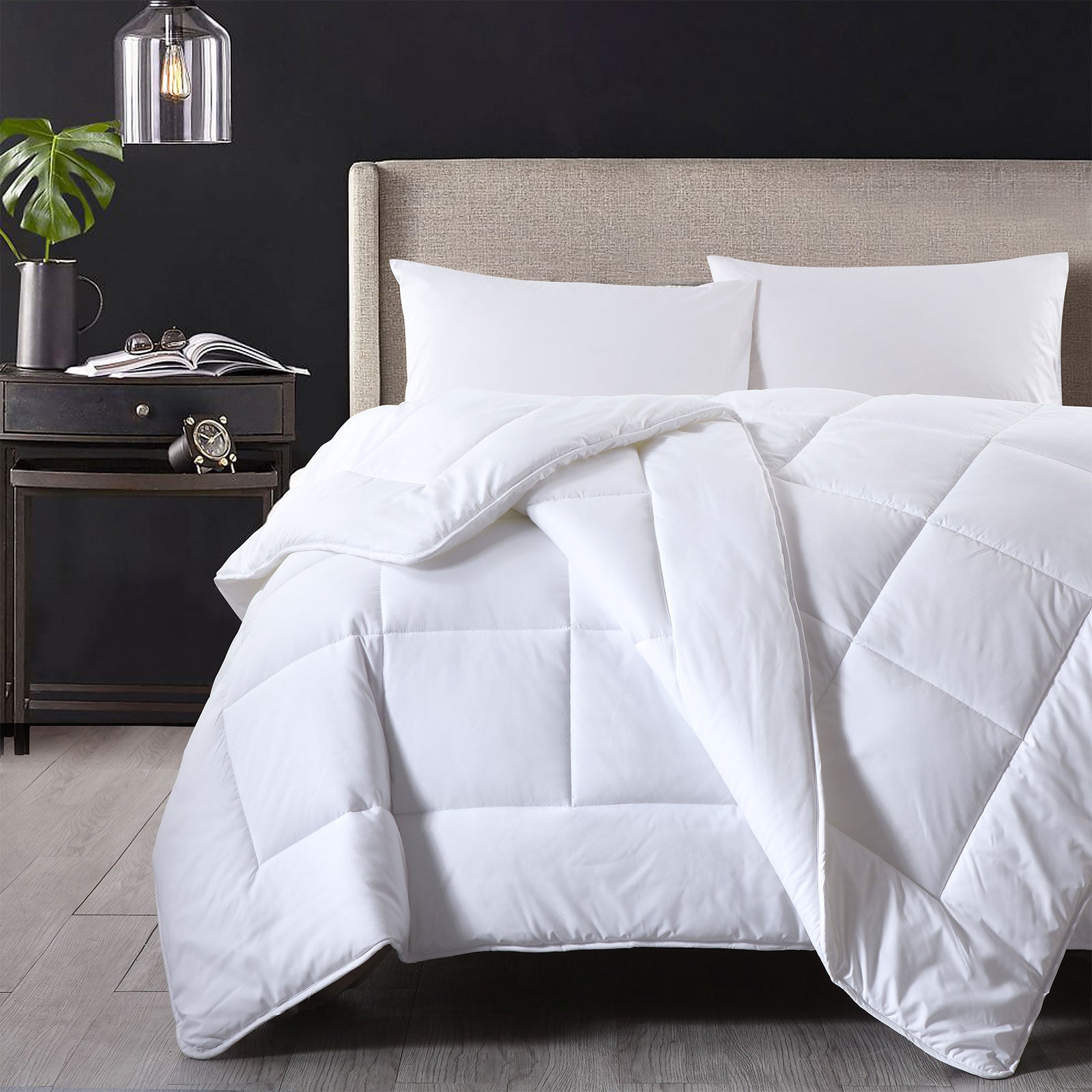 Royal Comfort 260GSM Deluxe Eco-Silk Touch Quilt 100% Cotton Cover - Single - White