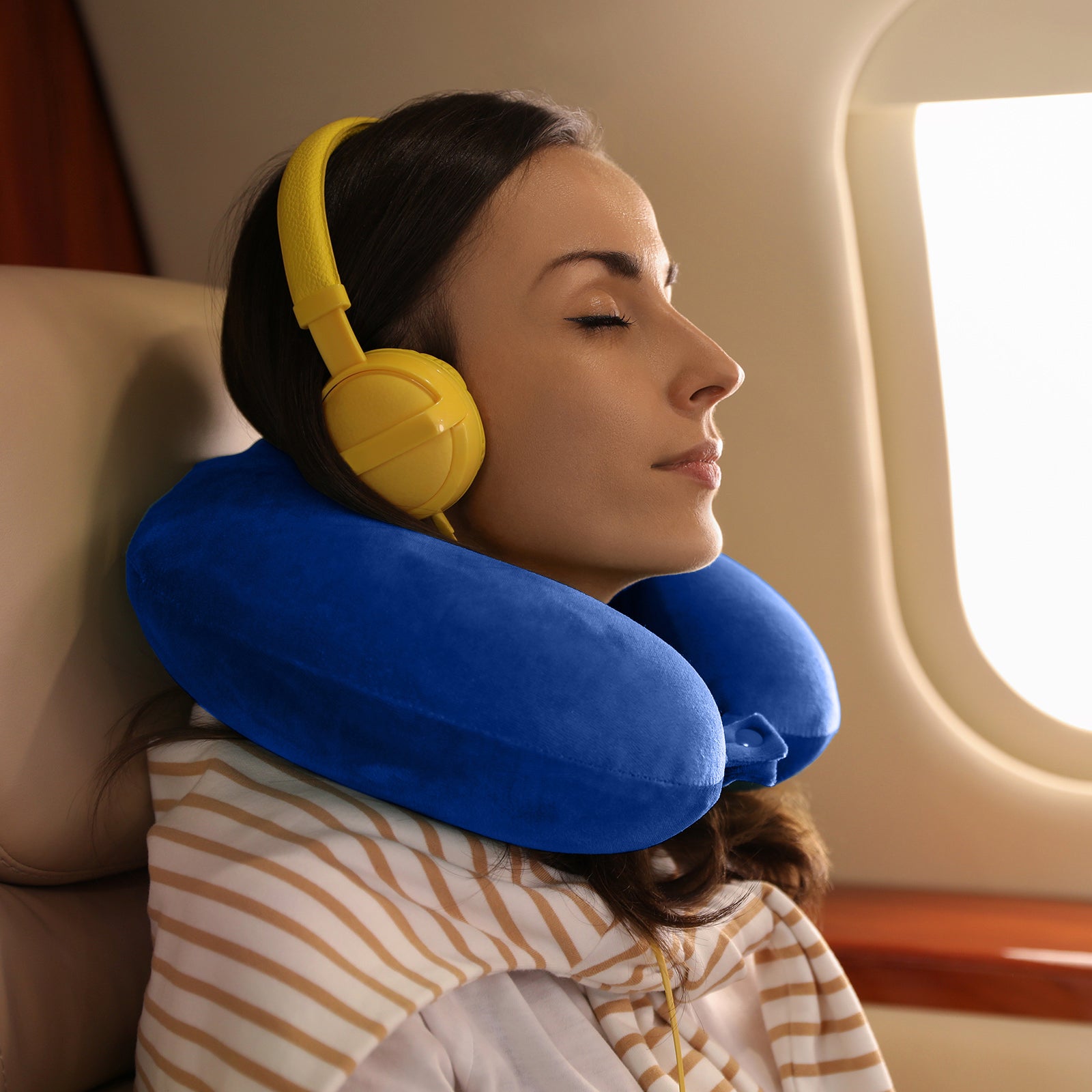 Milano Decor Memory Foam Travel Neck Pillow With Clip Cushion Support Soft Blue