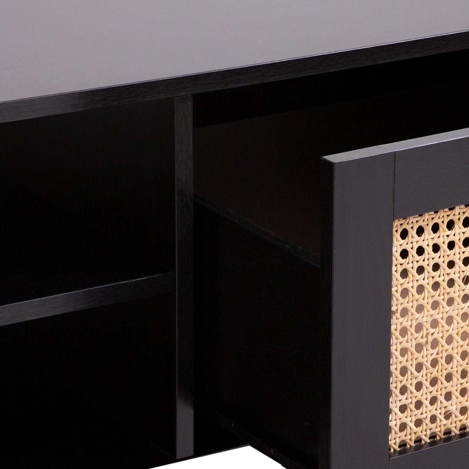 Tulum Rattan Coffee Table Storage Drawer Furniture Wooden Black