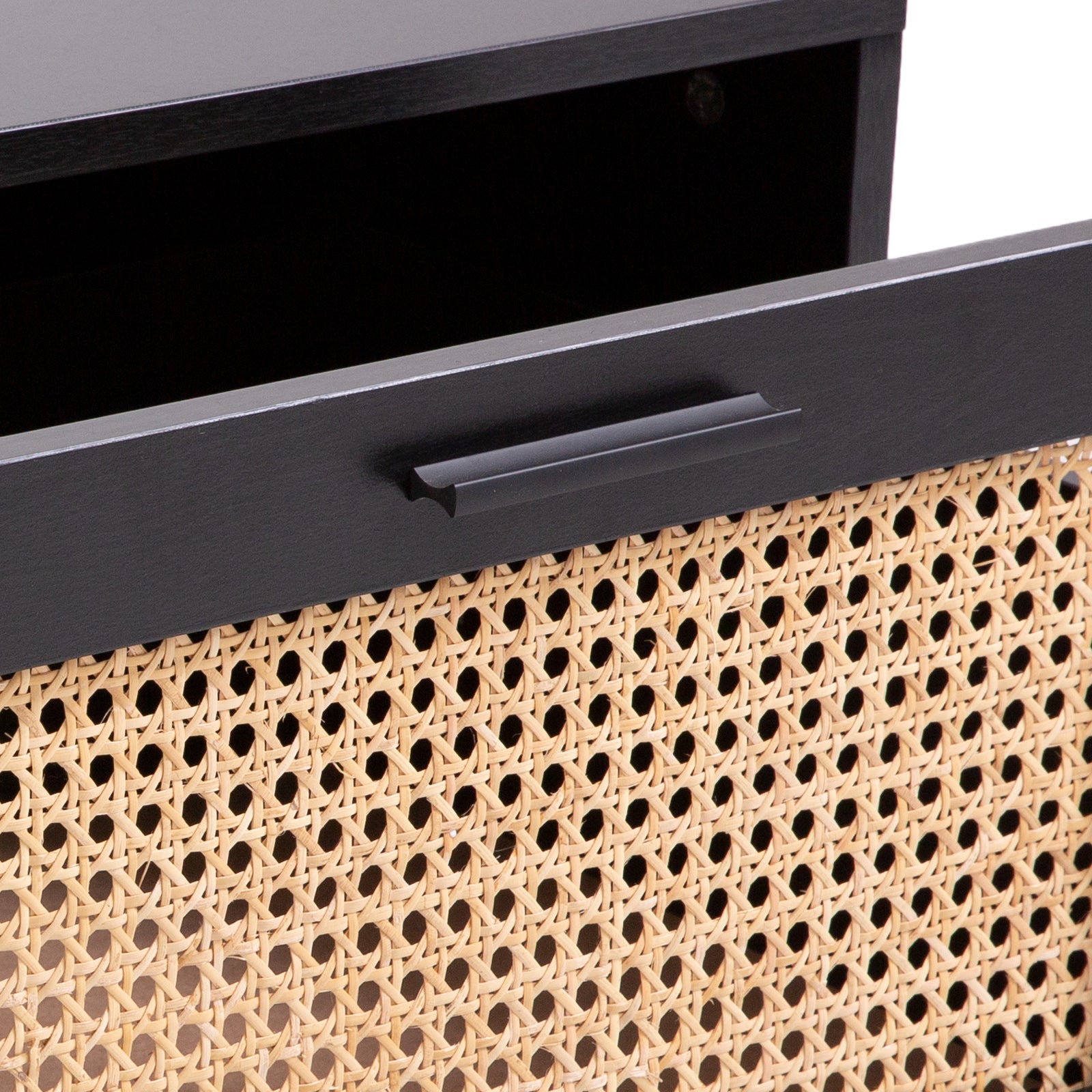 Tulum Rattan Coffee Table Storage Drawer Furniture Wooden Black