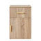 PORTO BEDSIDE TABLE - NATURAL OAK - SLIM - OVAL BRASS