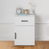 PORTO BEDSIDE TABLE - WHITE - SLIM - OVAL BLACK