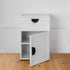 PORTO BEDSIDE TABLE - WHITE - HAMPTONS - HALF MOON BLACK