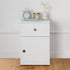 PORTO BEDSIDE TABLE - WHITE - SLIM - ROUND BLACK