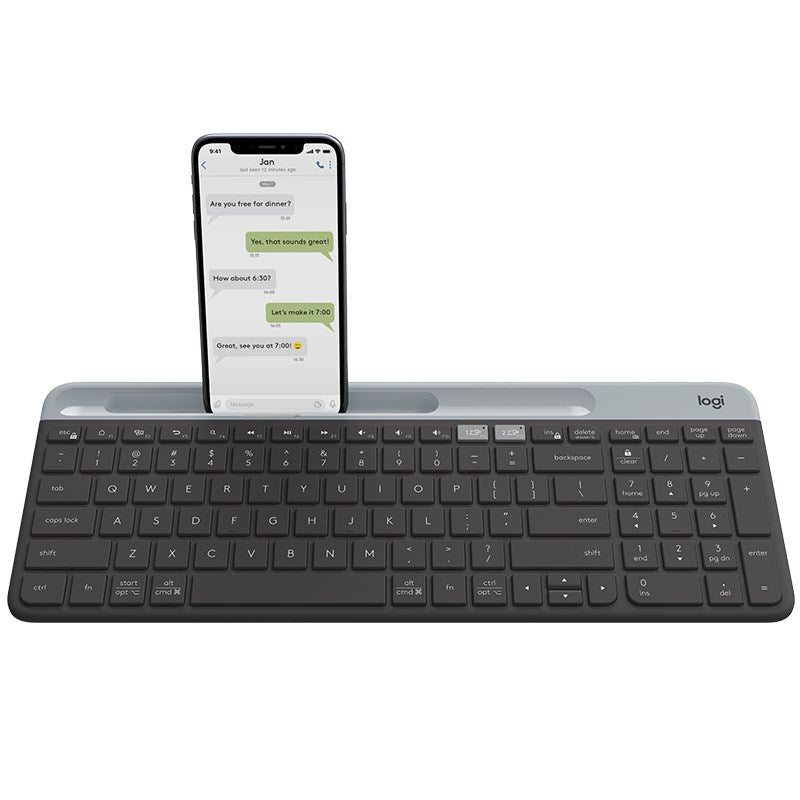 K580 Unifying Slim Easy Switch Multi-Device Wireless Keyboard - 18 months Battery Life, Mac/iOS/Andriod/Windows, Bluetooth + USB - Graphite