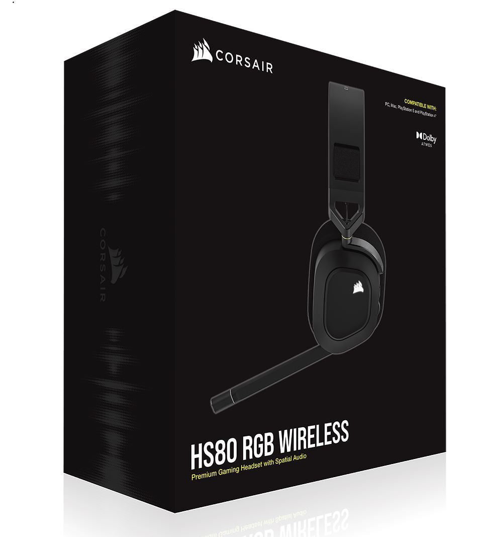 HS80 RGB Wireless Carbon- Dolby Atoms, Hyper Fast Slipstream Wireless - Gaming Headset Headphones
