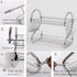 2 Tier Dish Rack with Drain Board for Kitchen Counter and Plated Chrome Dish Dryer Silver 42 x 25,5 x 38 cm