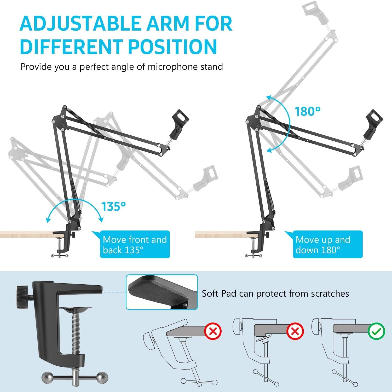 Microphone Radio Broadcasting Stand with 3/8