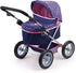 Trendy Dolls Pram, Foldable with Height-Adjustable Handle, Blue and Pink