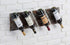 Rustic Wood and Metal Wine Rack Set for 4 Bottle Storage Holder for Home Bar Kitchen Living Room