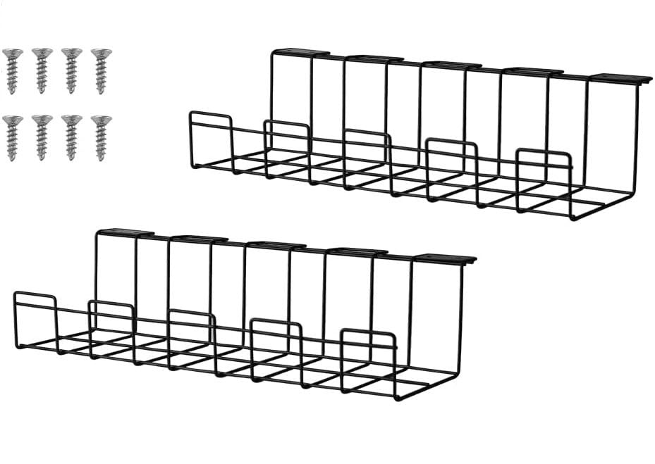 2 Pack Under Desk Cable Management Tray, Black