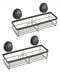 2 Pack Rectangular Corner Shower Caddy Shelf Basket Rack with Premium Vacuum Suction Cup No-Drilling for Bathroom and Kitchen