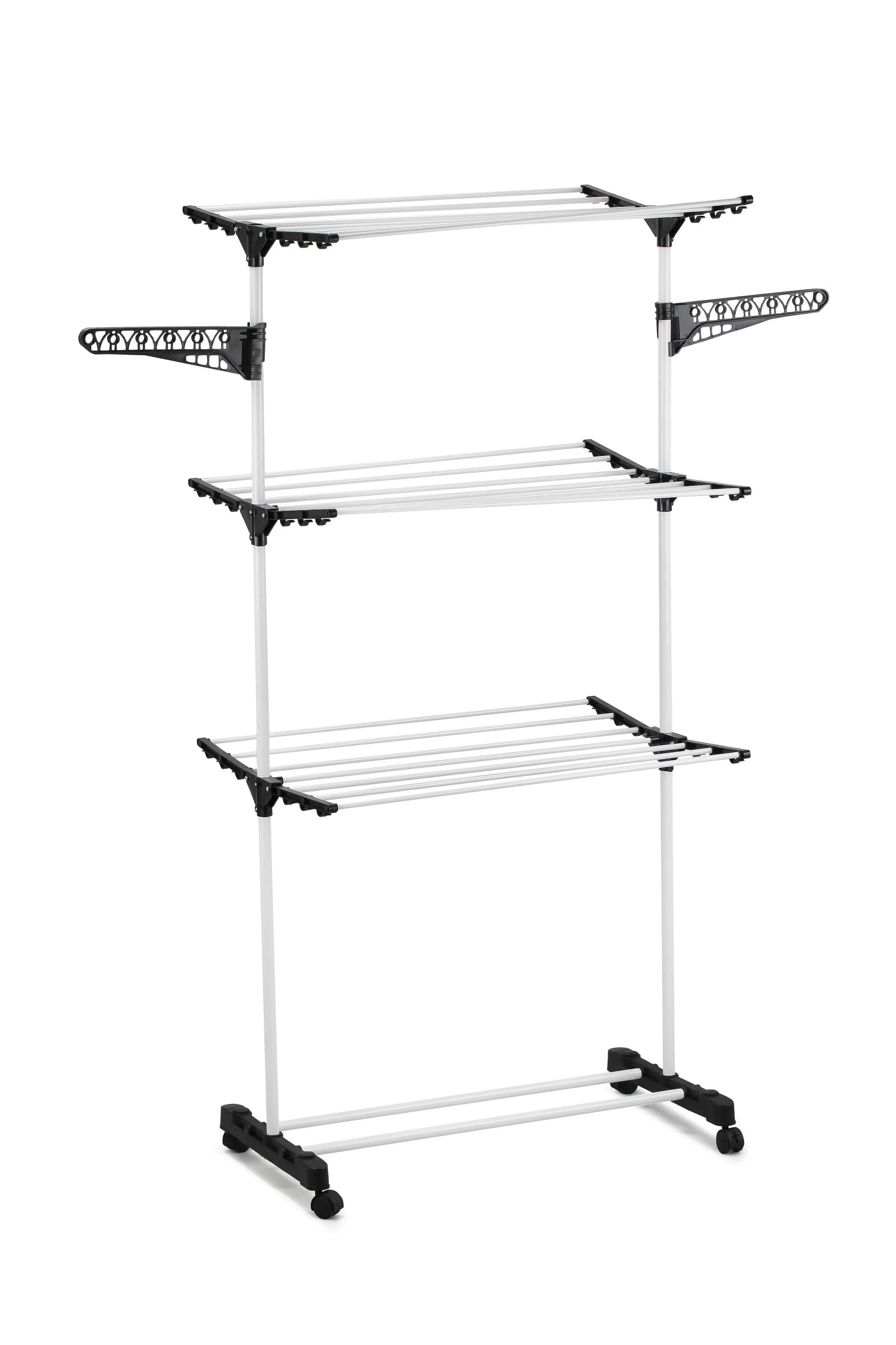 Folding 3 Tier Clothes Laundry Drying Rack with Stainless Steel Tubes for Indoor & Outdoor Home