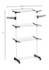 Folding 3 Tier Clothes Laundry Drying Rack with Stainless Steel Tubes for Indoor & Outdoor Home
