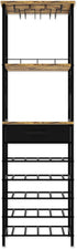 CARLA HOME Freestanding Wine Rack for 20 Bottles with Wood Countertop and Sturdy Metal Frame
